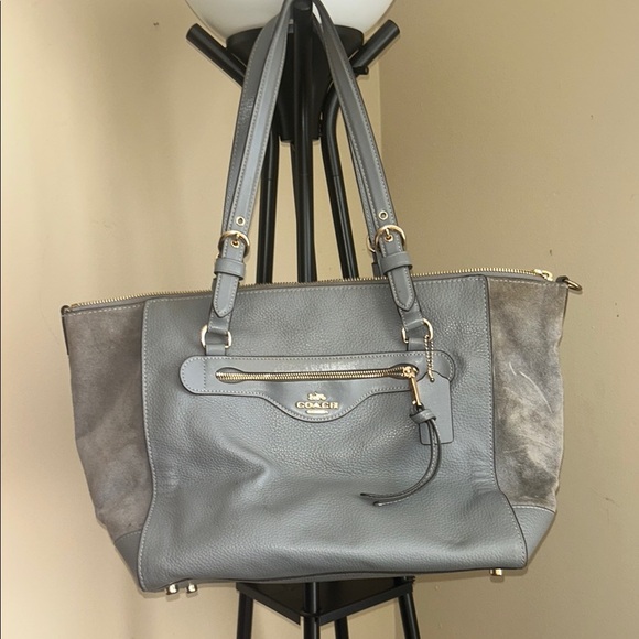 Coach Handbags - Coach Gray Kleo Carryall Leather Tote Bag